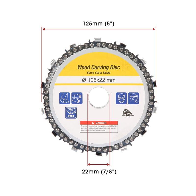 5" 14 Tooth Angle Grinder Chain Disc Woodworking Chain Wheel 125*22mm - Image 2