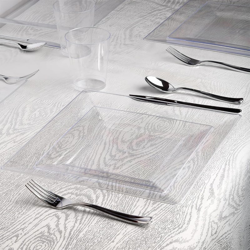 kaya Square Clear Plastic Cake Plates 65  Pack of 10  Elegant  Sturdy Dinnerware for Weddings Birthdays  Home Use - Image 3