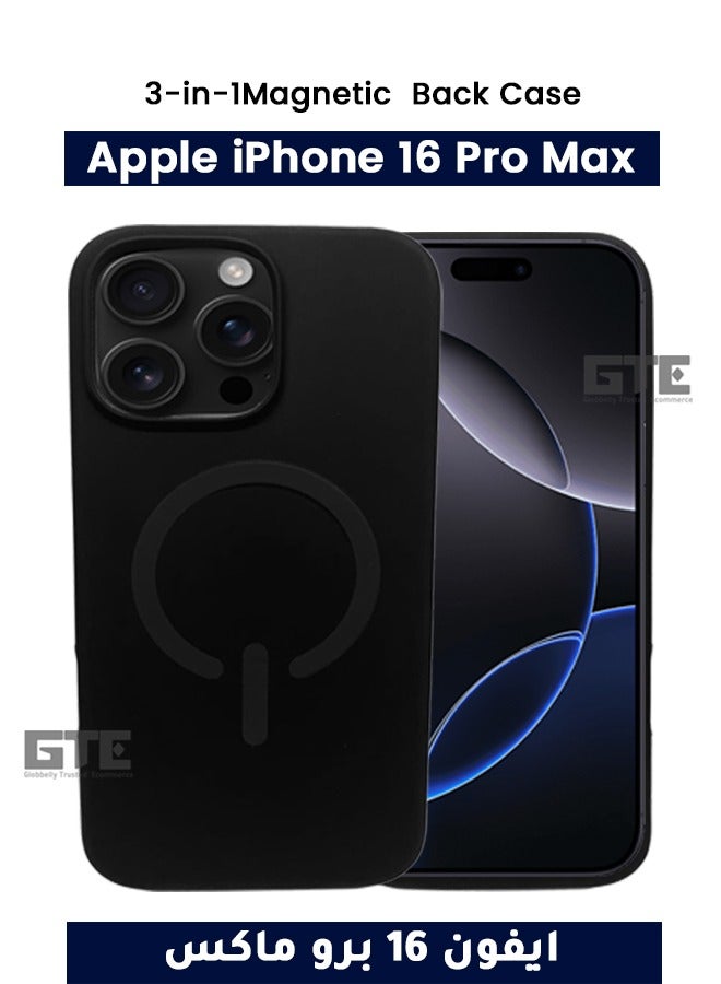 MagSafe Compatible Silicone Case Cover For Apple iPhone 16 Pro Max-Black