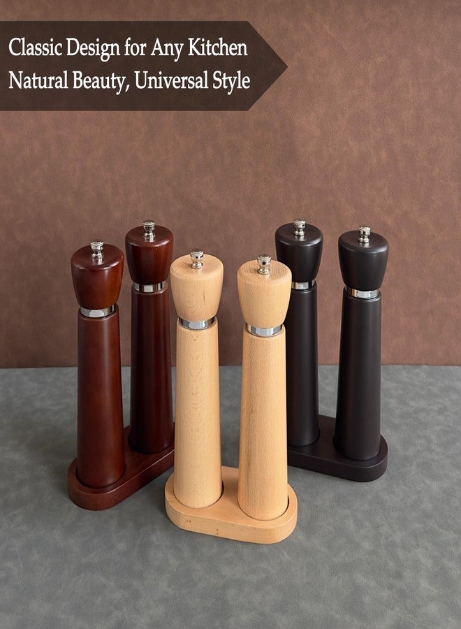 TLYSXPRO Wooden Pepper Grinder – Refillable Pepper Mill with Adjustable Upgraded Large Size Ceramic Burr – Manual Salt Grinder with Acacia Wood Body – 8.3” Tall - Image 4