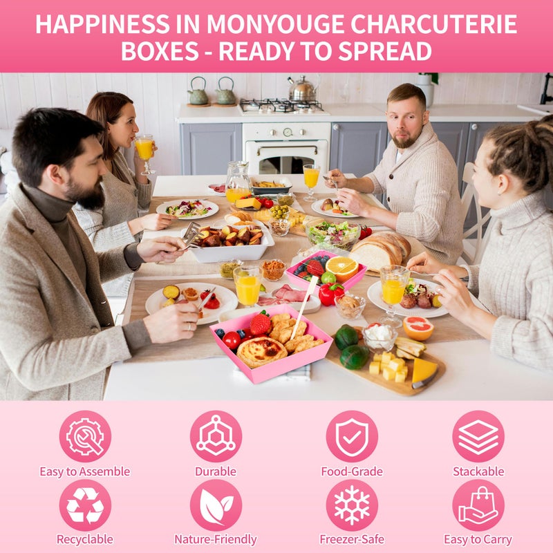 MonYouGe 5 Inches Small Charcuterie Boxes with Clear Lids and Bamboo Skewers, 50 Pack Disposable To Go Paper Mini Charcuterie Containers Dessert Boxes for Sandwich, Cookie, Sushi and Cake Slice - Image 2