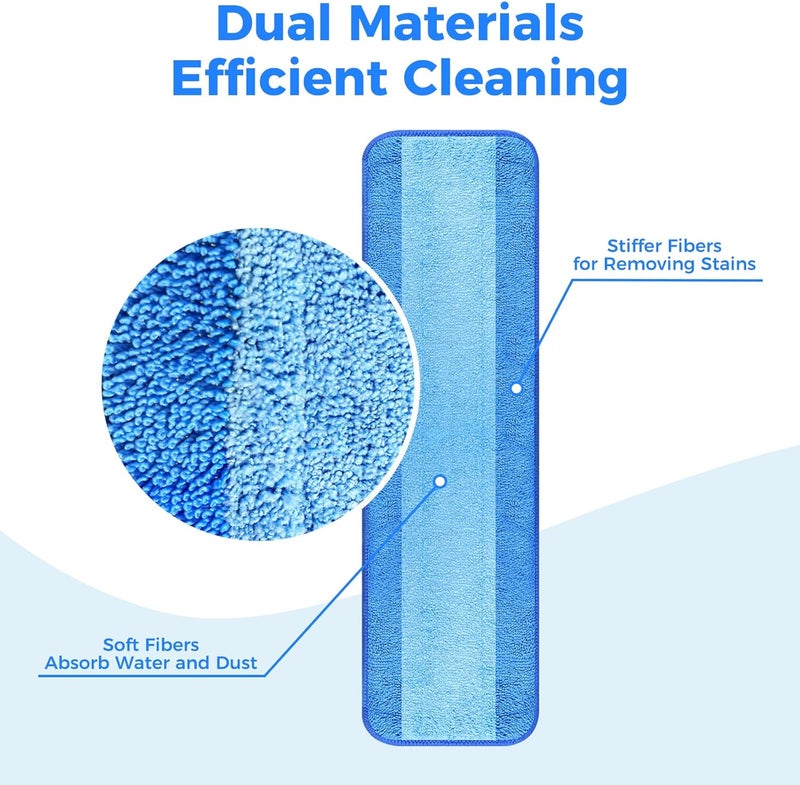 wlich 8-Pack Microfiber Cleaning Pads, 18-Inch Microfiber Mop Pads Compatible with Bona Mop, Washable and Reusable Mop Pad Refills for Hardwood Tile Laminate Floors - Image 5