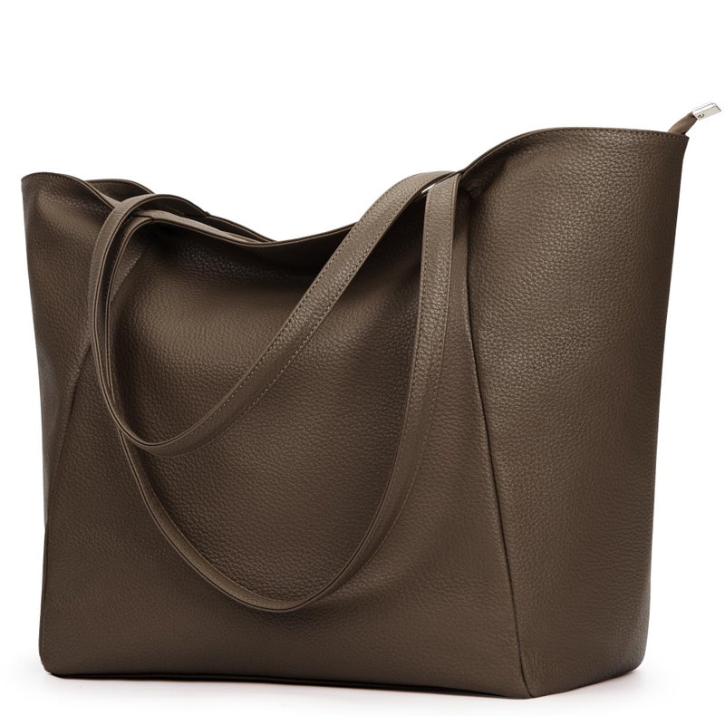 KALIDI Large Tote Bag Vegan Leather Casual Zipper Work Bag Weekender Hobo for Women 26L Oversize Shoulder Travel Purse - Image 1