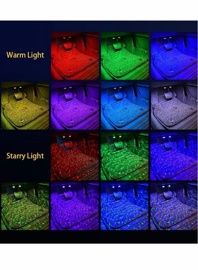 MUNTAQI RGB Wireless LED Lights, Rechargeable Car Interior Ambient Lighting Accessories, Voice-Activated Underdash Lighting Kits with Remote, 2pcs - Image 4