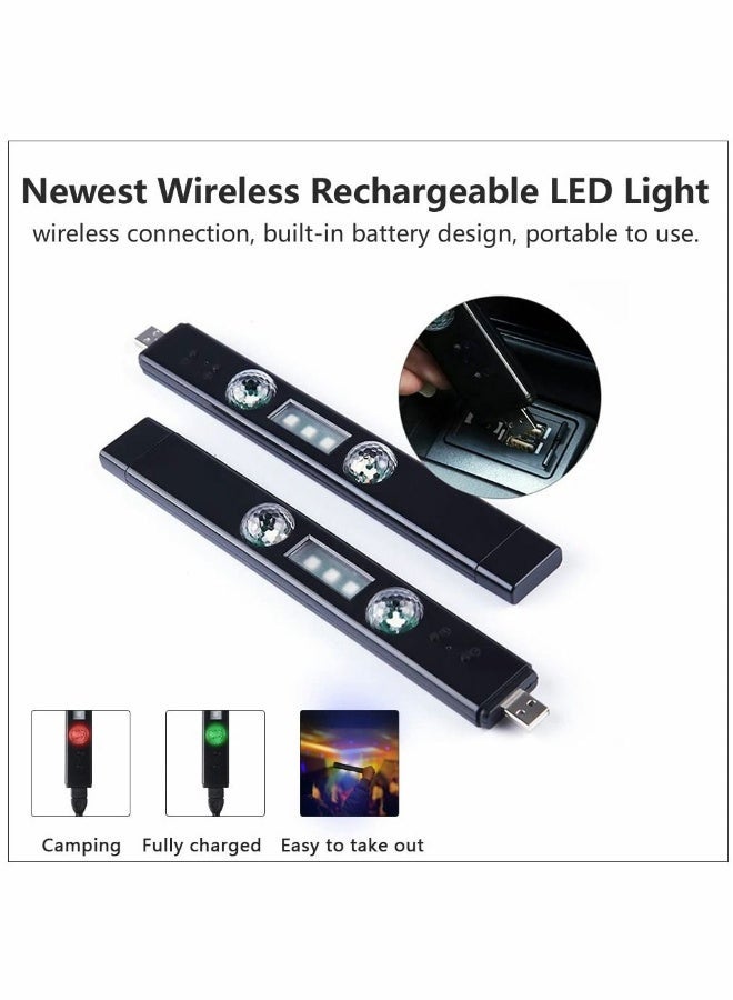 MUNTAQI RGB Wireless LED Lights, Rechargeable Car Interior Ambient Lighting Accessories, Voice-Activated Underdash Lighting Kits with Remote, 2pcs - Image 2