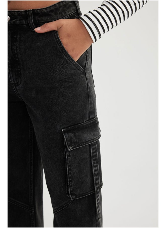 DeFacto - Woman Wideleg Cargo Denim Trousers - Image 1