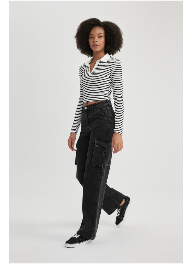 DeFacto - Woman Wideleg Cargo Denim Trousers - Image 1