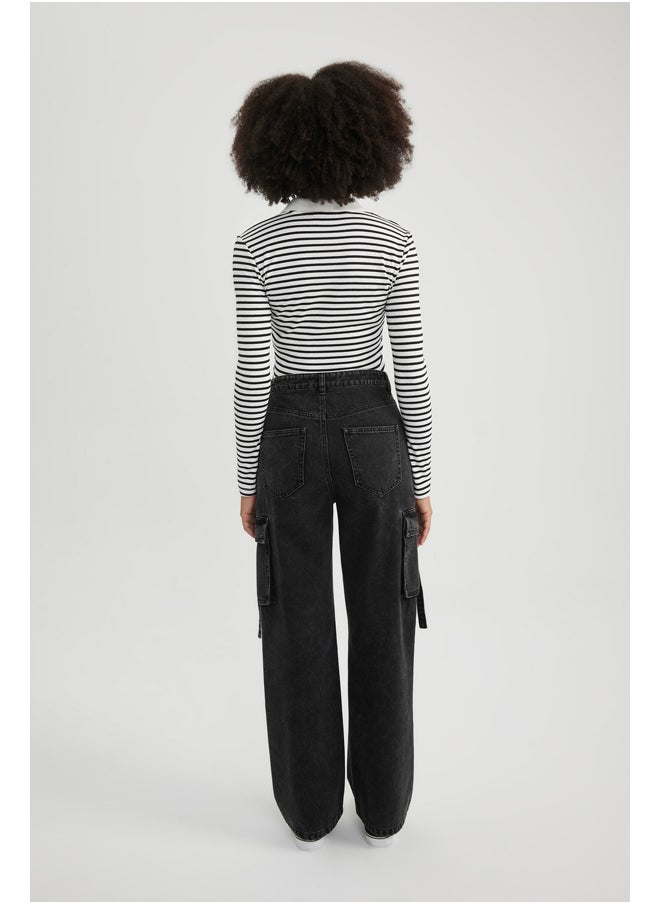 DeFacto - Woman Wideleg Cargo Denim Trousers - Image 1