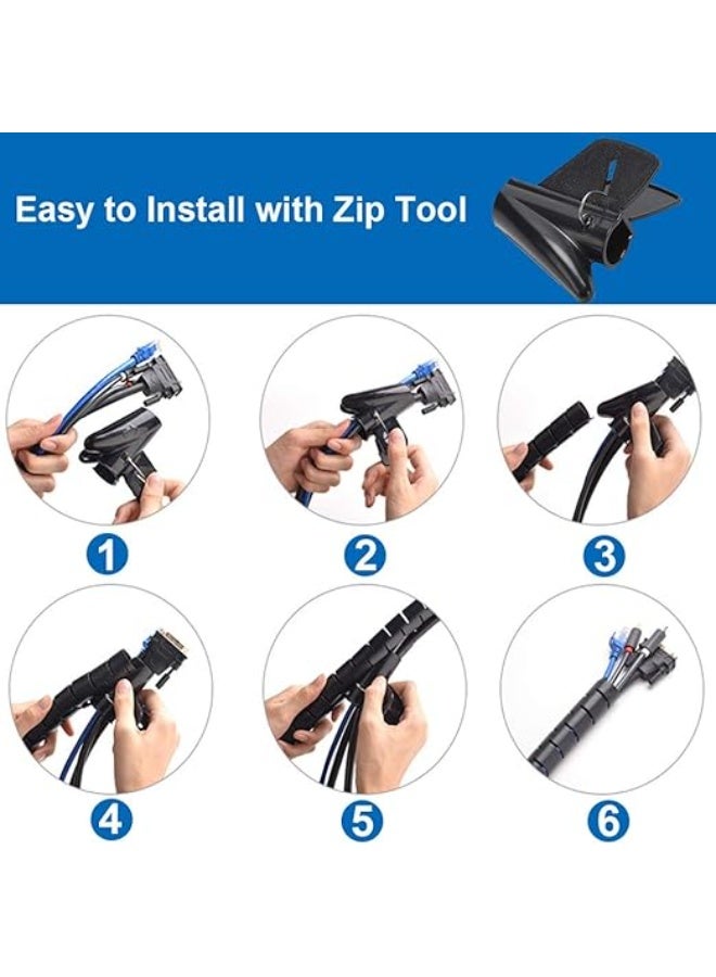 10FT Cable Management Sleeve Cord Bundler 0.8" Diameter Clip Zipper Wire Wrap Cord Organizer Cable Tube Hider Flexible & Expandable Home & Office Wire Concealer for PC TV Computer Cinema - Image 4