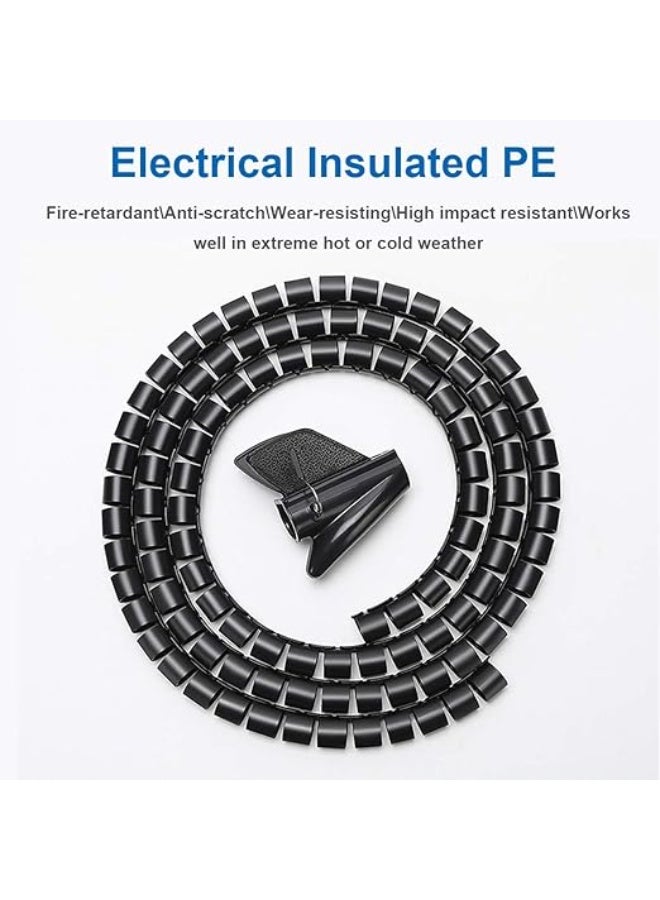 10FT Cable Management Sleeve Cord Bundler 0.8" Diameter Clip Zipper Wire Wrap Cord Organizer Cable Tube Hider Flexible & Expandable Home & Office Wire Concealer for PC TV Computer Cinema - Image 3