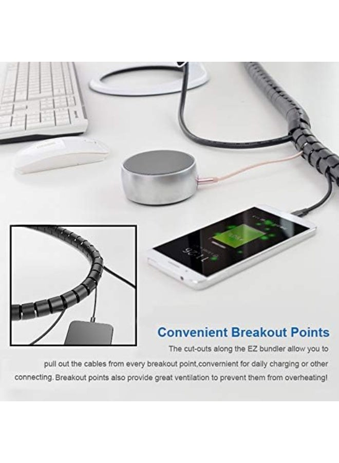 10FT Cable Management Sleeve Cord Bundler 0.8" Diameter Clip Zipper Wire Wrap Cord Organizer Cable Tube Hider Flexible & Expandable Home & Office Wire Concealer for PC TV Computer Cinema - Image 5