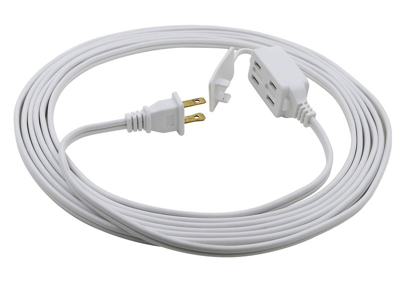 Prime Wire & Cable سلك وكابل برايم EC660612 بطول 12 قدم 16/2 SPT-2 مع 3 مآخذ داخلية، أبيض - Image 1