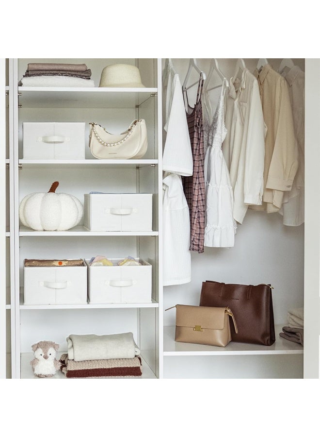 DUNISO 3 Pack Clothes Organizer for Closet, Wardrobe Storage Organizers with Handles and 8 Grids, Foldable Cotton Linen Under Bed Clothing Drawers Boxes for Bras, Jeans, Sweaters(Beige) - Image 5