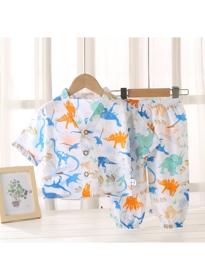 2-Piece Sets Summer Kids Sleepwear  Printed Short Sleeve Pants Cute Comfortable Loungewear Suits Night Clothes - Image 1