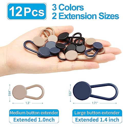 Ceryvop 12PCS Button Extenders for Jeans, Pants Waist Button Extender for Women Men, 3 Colors Pant Waistband Expander, Pants Waist Extension 1-1.4 Inches - Image 3