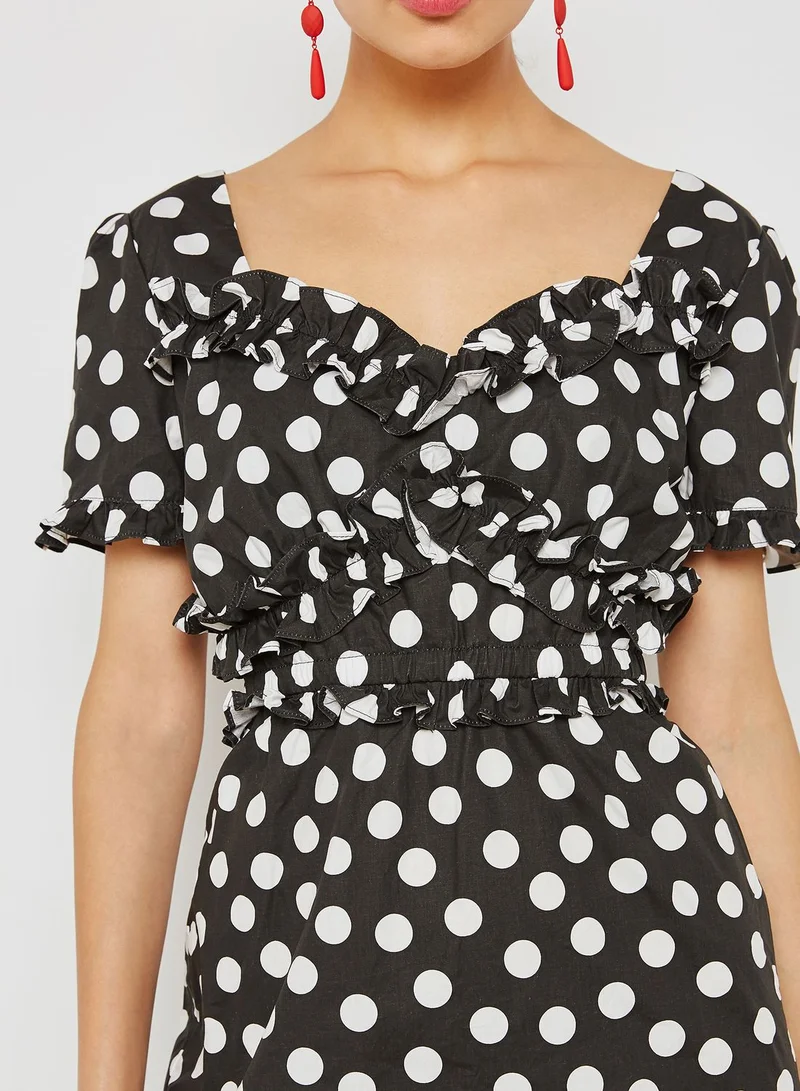 LOST INK Ruffle Sleeve Printed Dress