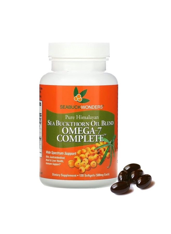 SEABUCKWONDERS خليط زيت البحر النبق من سيباك ووندرز، أوميغا-7 كامل، أقصى قوة، 120 كبسولة لينة - Image 1