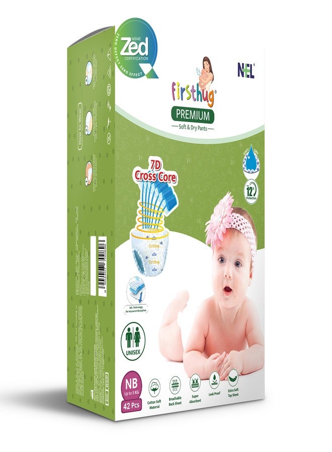 FIRSTHUG Baby Diaper Pants with Advanced Leak Protection | Soft & Comfortable| New Born | Up to 5 Kg | 42 Count | Pack of 1 - Image 1