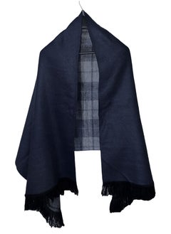 Double Face Solid & Plaid Check/Carreau/Stripe Pattern Wool Winter Scarf/Shawl/Wrap/Keffiyeh/Headscarf/Blanket For Men & Women - XLarge Size 75x200cm - P05 Navy Blue / Grey - pzsku/Z9BDE98C4DABB337EBB77Z/45/_/1740196045/037b2861-db65-4c11-9d6f-b7c6093bb4f1