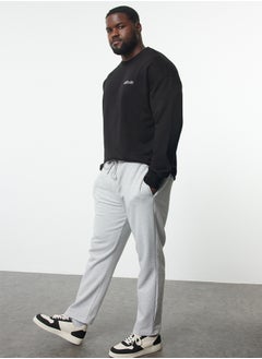 Grey Regular/Normal Cut Plus Size Sweatpants TMNAW25AJ00004
