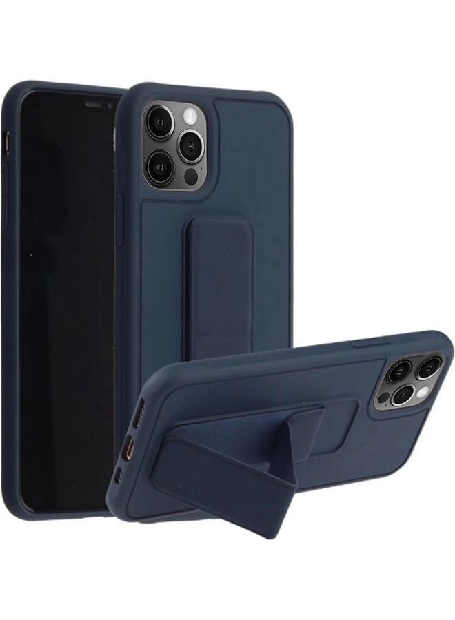 Protective Back Cover with Finger Grip Stand for Apple iPhone 13 Pro Max Dark Blue - Image 2