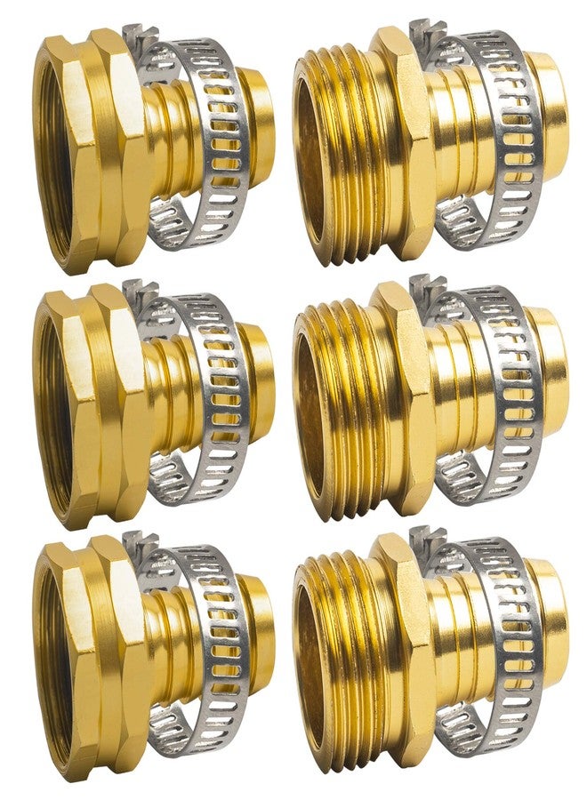 Xiny Tool Hose Repair Connectors with Claps, 5/8" Aluminum Garden Hose Repair Kit, Female and Male Hose Connectors & Fitting with Stainless Steel Clamp, 3 Pack - Image 1