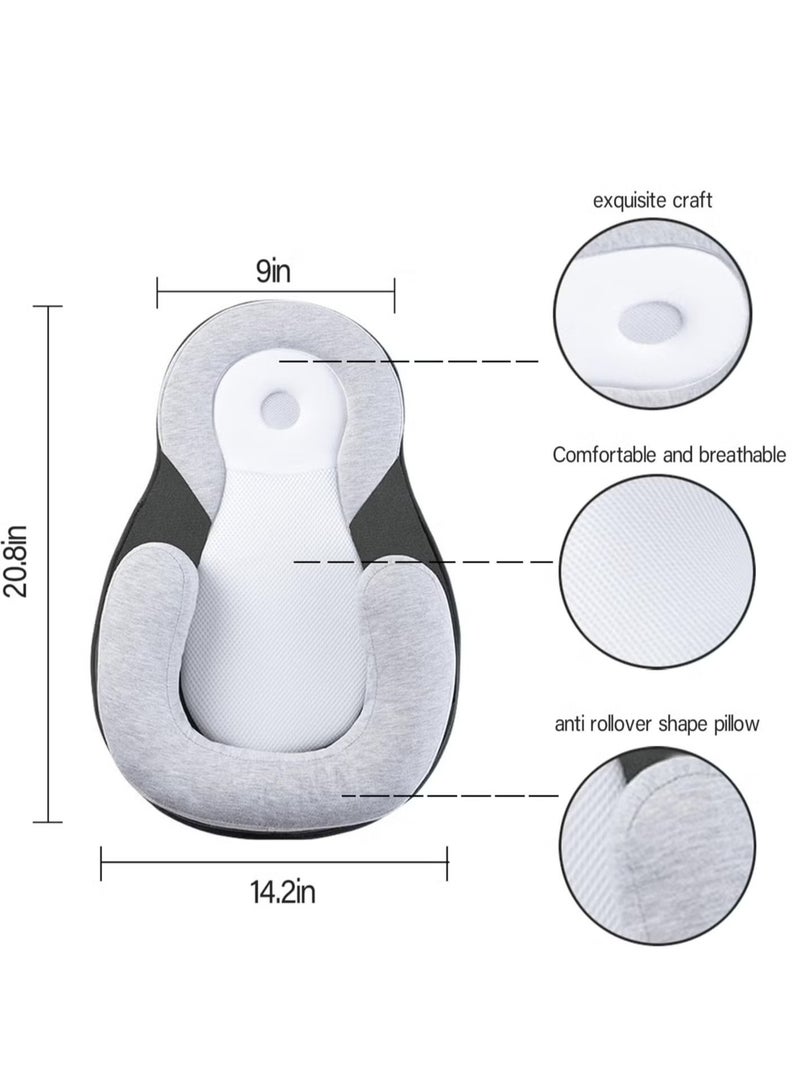 Baby Lounger Pillow, Baby Pillows for Sleeping for Newborn, Baby Snuggle Nest Sleeper Lounger for Newborn with Soft & Breathable Head Support Pillow for Newborn Prevent Flat Head  - Image 2