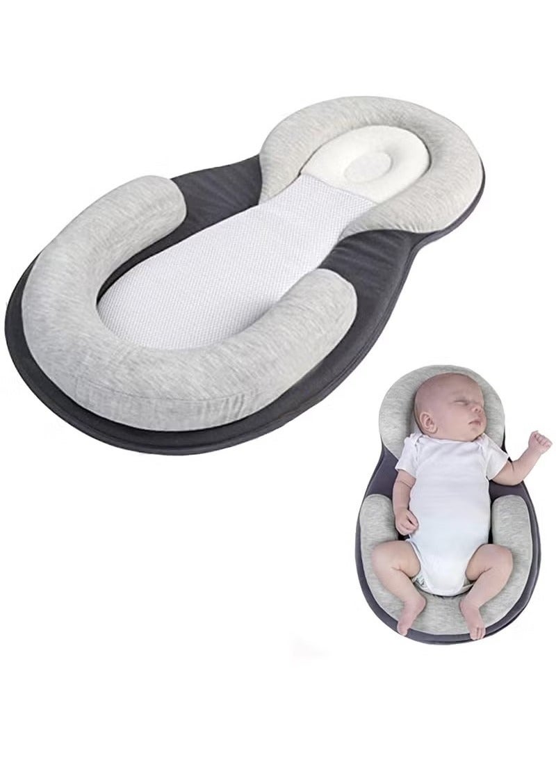 Baby Lounger Pillow, Baby Pillows for Sleeping for Newborn, Baby Snuggle Nest Sleeper Lounger for Newborn with Soft & Breathable Head Support Pillow for Newborn Prevent Flat Head  - Image 1