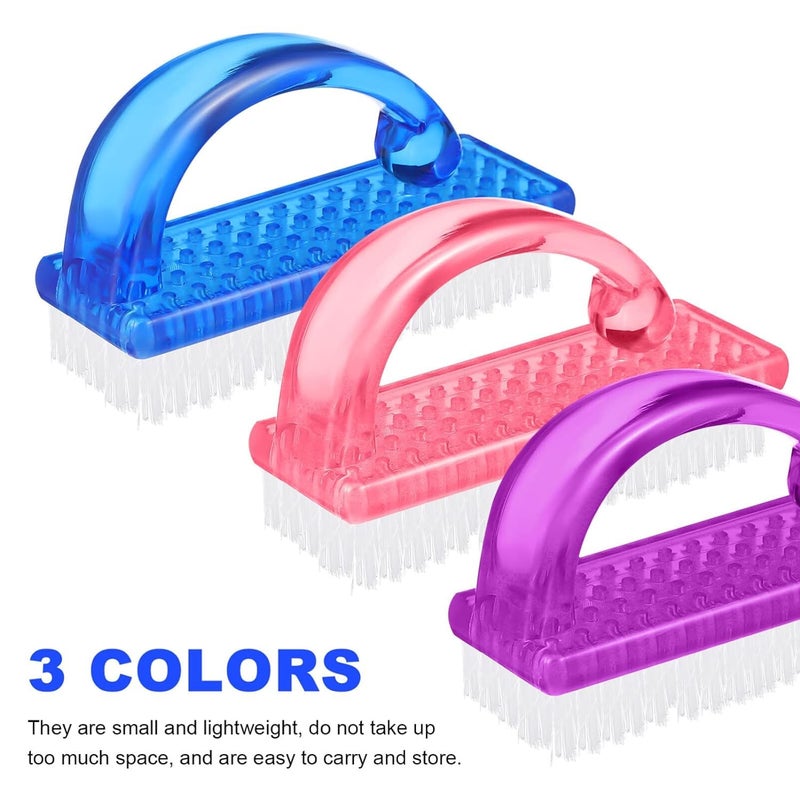 Calitate24 فرشاة تنظيف الأظافر 3 قطع فرشاة تنظيف الغبار فرشاة فرك الأظافر فرشاة مانيكير فرشاة فرك الأصابع فرشاة تنظيف اليدين والقدمين فرشاة غسل الأظافر مقبض بلاستيكي جل - Image 4