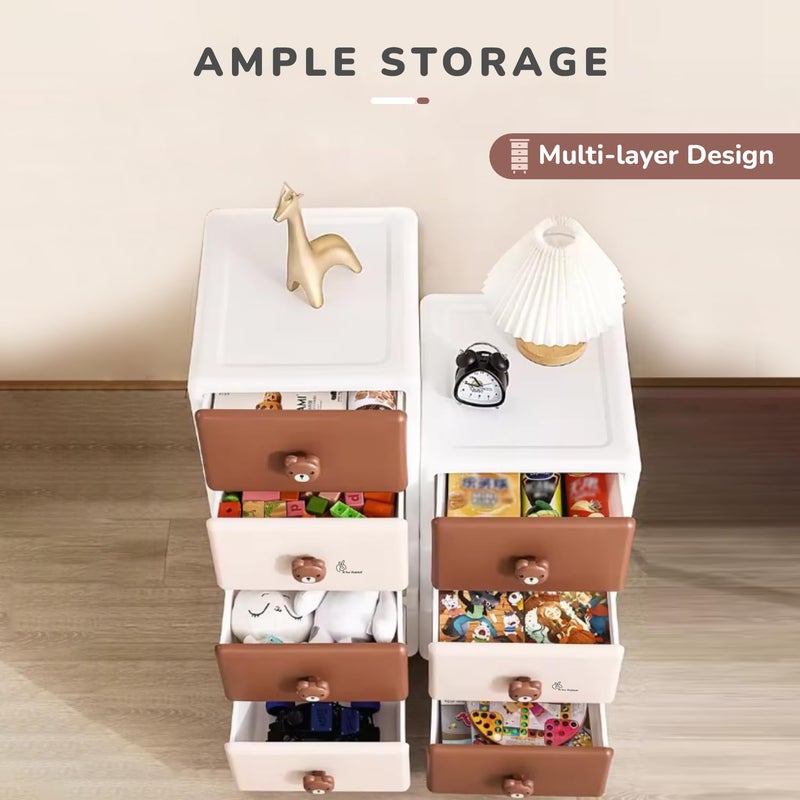 R for Rabbit R for Rabbit Kiddo Korner Teddy Organizer Drawer for Kids ToysBooks Baby Clothes 4 Level MultiCompartment Storage Basket Organiser Easy Plug N Play Installation Anti Slip Base Brown White - Image 3