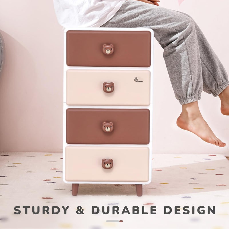 R for Rabbit R for Rabbit Kiddo Korner Teddy Organizer Drawer for Kids ToysBooks Baby Clothes 4 Level MultiCompartment Storage Basket Organiser Easy Plug N Play Installation Anti Slip Base Brown White - Image 4