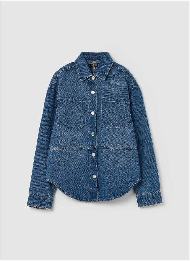 Ovs Denim shirt with lettering print