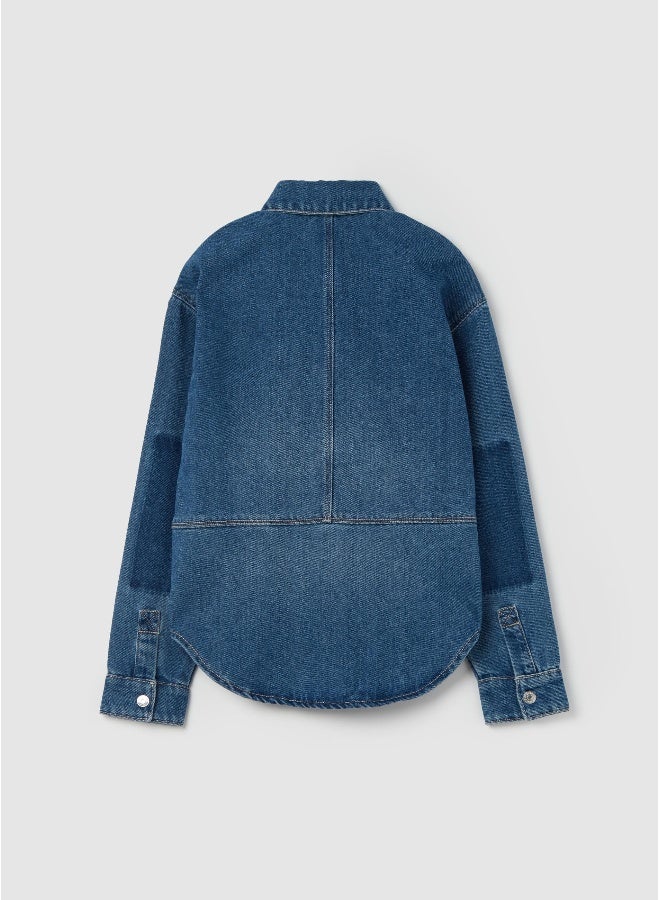 او في اس قميص جينز بطبعة حروف - Image 2