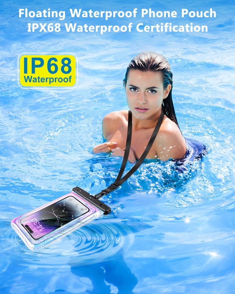 Razobws Waterproof Phone Pouch Floating, IPX68 Waterproof Phone Case with Lanyard for iPhone 16 15 14 13 12 Pro Max Samsung S25 S24 S23 S22, Up to 7 Inch, Beach Vacation Essentials, Dazzling Purple - Image 2