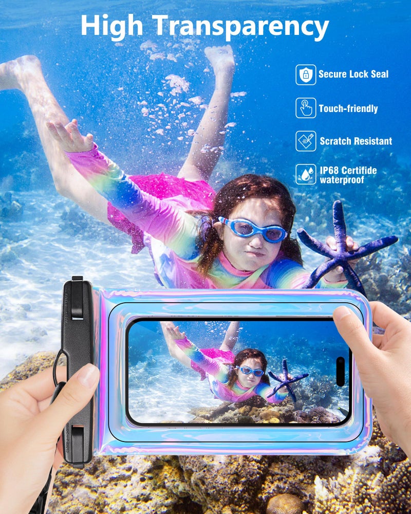 Razobws Waterproof Phone Pouch Floating, IPX68 Waterproof Phone Case with Lanyard for iPhone 16 15 14 13 12 Pro Max Samsung S25 S24 S23 S22, Up to 7 Inch, Beach Vacation Essentials, Dazzling Purple - Image 5