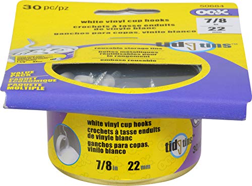 OOK 50684 7/8-Inch 30 Pieces White Vinyl Mug Hooks Tidy Tins 30 pcs - Image 2