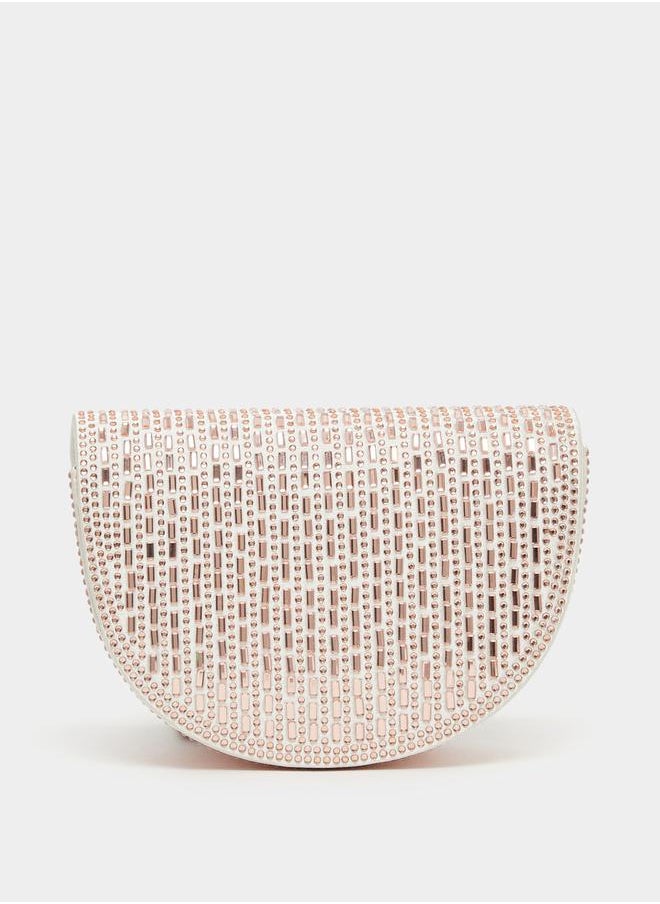 Styli Embellished Clutch with Chain Strap  - Image 2