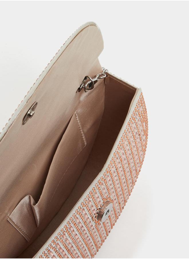 Styli Embellished Clutch with Chain Strap  - Image 4