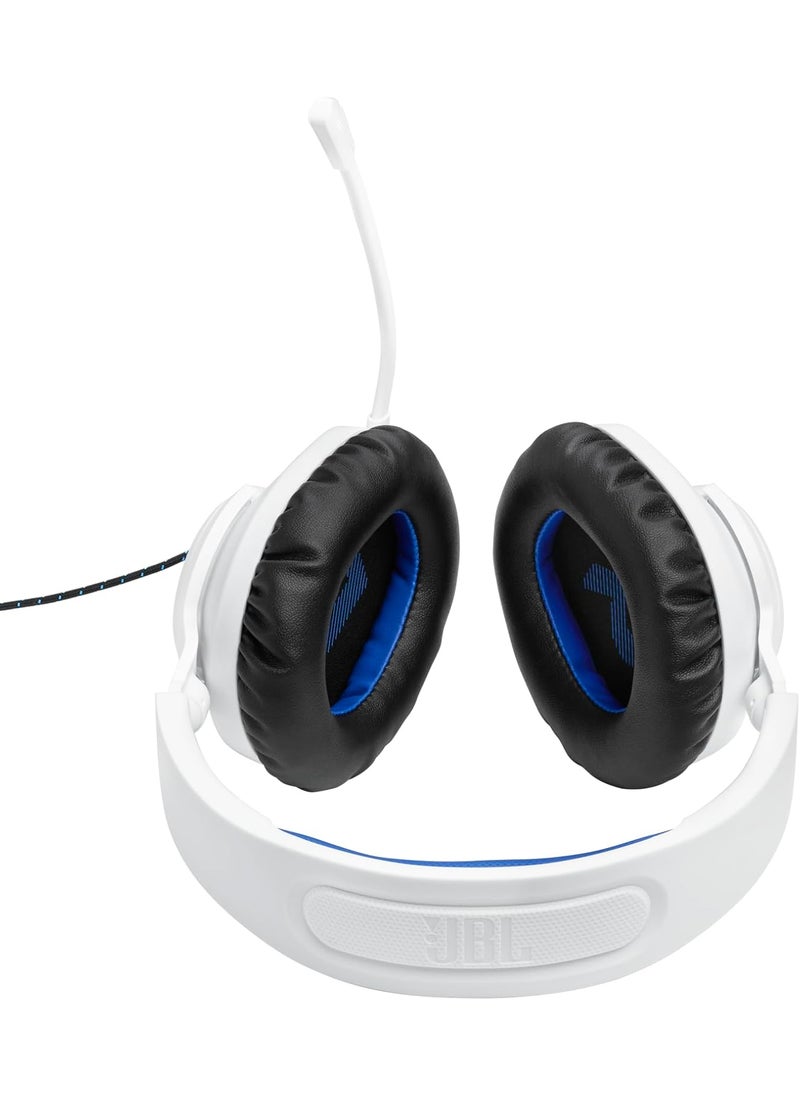 JBL Quantum 100P  Wired OverEar Gaming Headset with a Detachable mic QuantumSOUND Signature Memory Foam Comfort Compatible with Windows Sonic Surround Sound White
