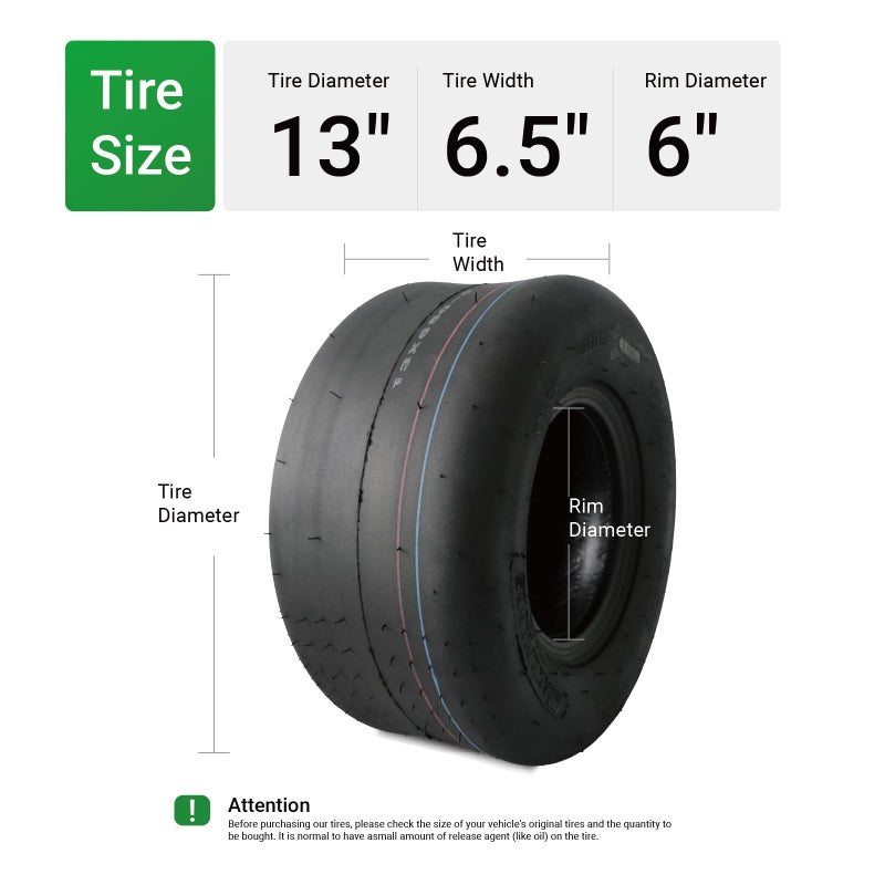 MAXROLLORS (2 Pack) 13x6.50-6 Lawn Mower Tires Tubeless, Replacement 13x6.5-6 Zero Turn Tires Garden Riding Tractor Lawnmower Tires Smooth, 4 Ply, 480 lbs Capacity - Image 2