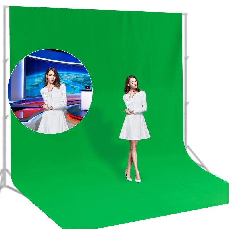 BEIYANG 10 Ft x 20 Ft Photography Backdrop Green Screen, Green Background Non-Reflective Fabric Wrinkle Resistance Photo Background for Photo Studio Shooting Props - Image 1
