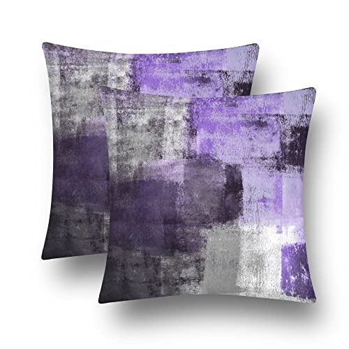 chiinvent Purple Velvet Abstract Pillow Covers Set of 2 Modern Accent Violet Gray Throw Pillow Cover Soft Elegant Decorative Couch Cushion Cover for Bed Living Room Outdoor Sofa Pillowcases 18x18 Inch - Image 1