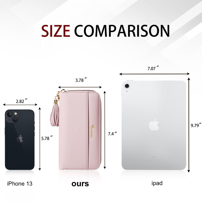 Travelambo Womens Wallet Tassel Bifold Ladies Clutch Wristlet Wrist strap Long Purse (Access Pink Lotus) - Image 5