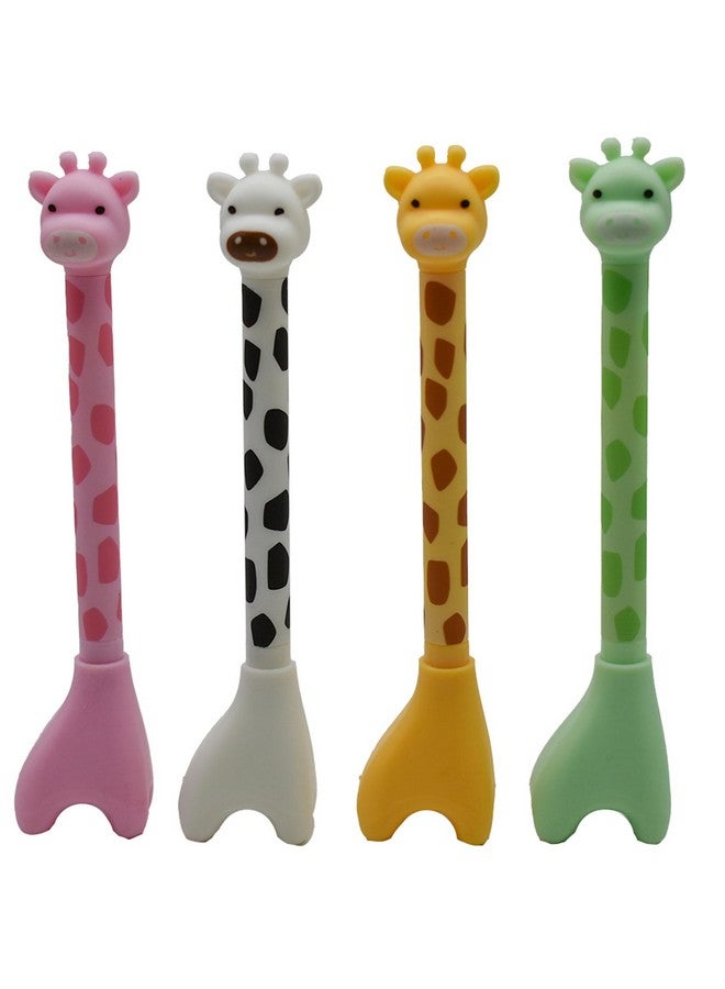 Maydahui 12 Pcs Giraffe Shape Rollerball Pen Cute Donkey Pens Cartoon Animal Pen Black Ink Creative Pedestal Design For School Students Party Office - Image 1
