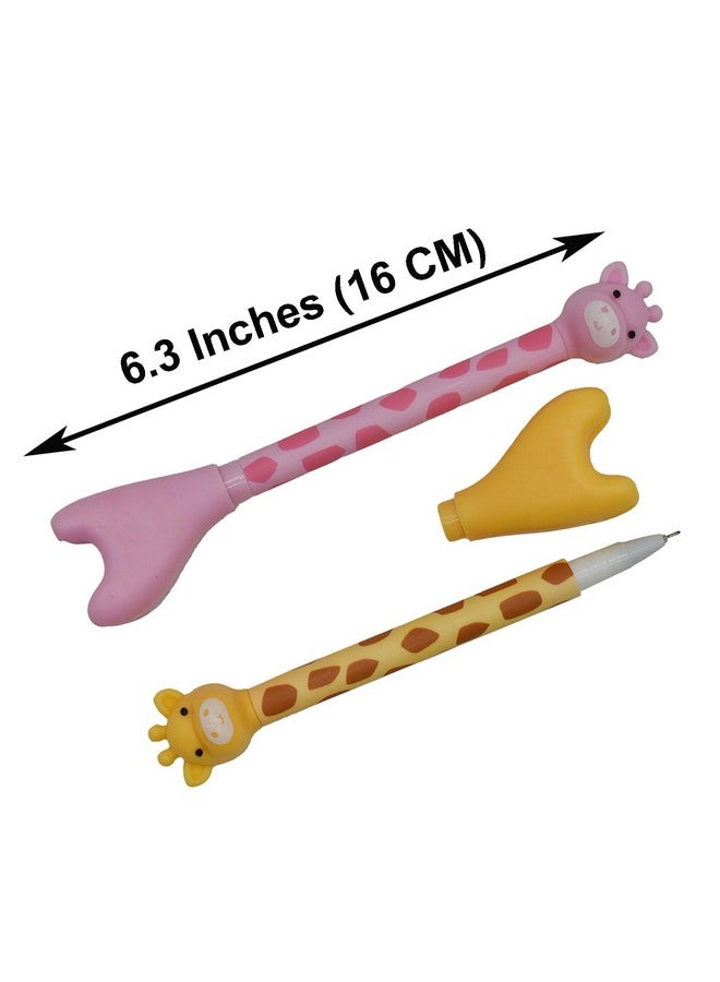 Maydahui 12 Pcs Giraffe Shape Rollerball Pen Cute Donkey Pens Cartoon Animal Pen Black Ink Creative Pedestal Design For School Students Party Office - Image 2