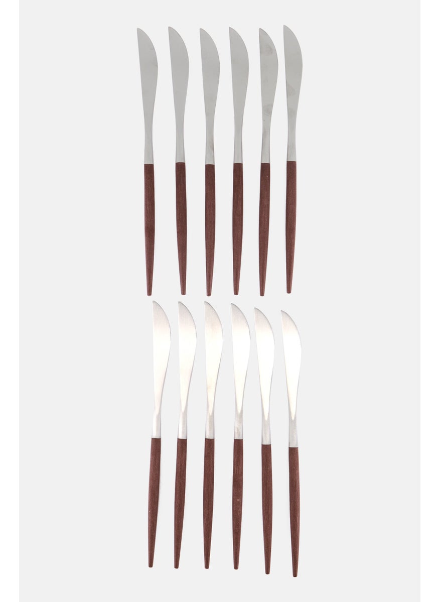Cutipol 12 Pieces Goa Dinner Knife Set, Brown/Silver  - Image 1
