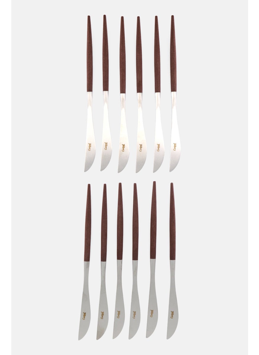 Cutipol 12 Pieces Goa Dinner Knife Set, Brown/Silver  - Image 2