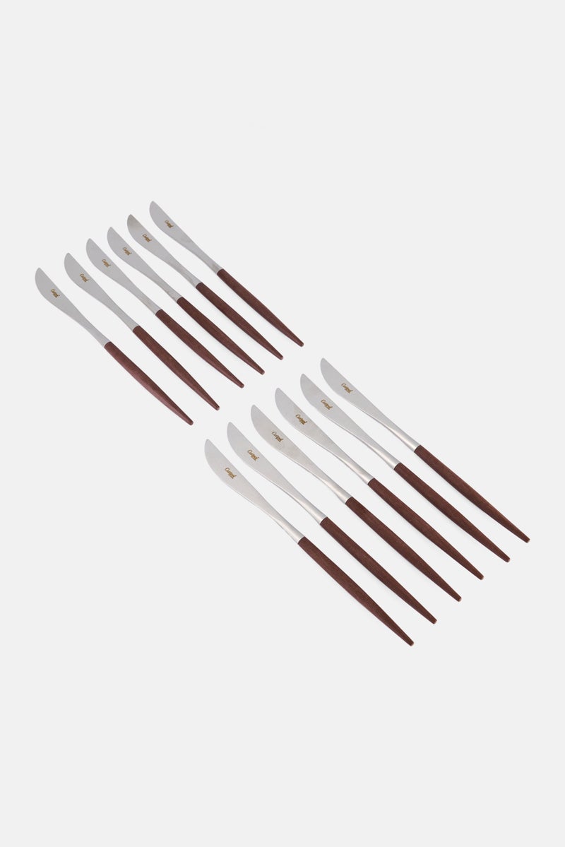 cutipol 12 Pieces Goa Dinner Knife Set, Brown/Silver  - Image 3