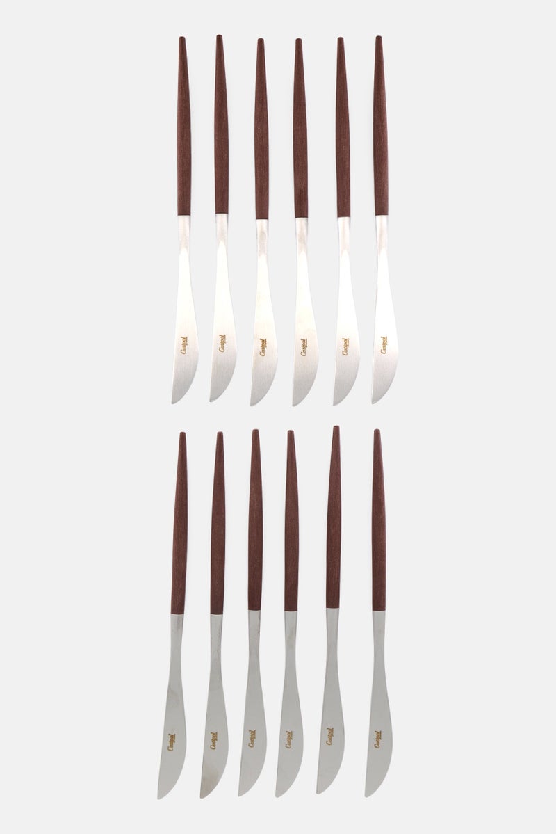 cutipol 12 Pieces Goa Dinner Knife Set, Brown/Silver  - Image 2