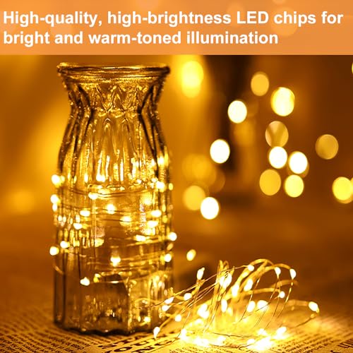 LEDIKON 24 Pack Fairy Lights Battery Operated String Lights-3.3ft 20 LED Silver Wire Warm White for Wedding,Party,Table Centerpieces,DIY Crafts,Mason Jars Decor - Image 3